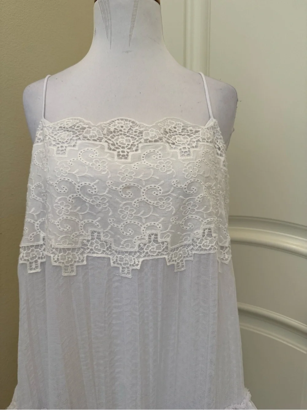 Free People ivory and white boho style handkerchief hem dress